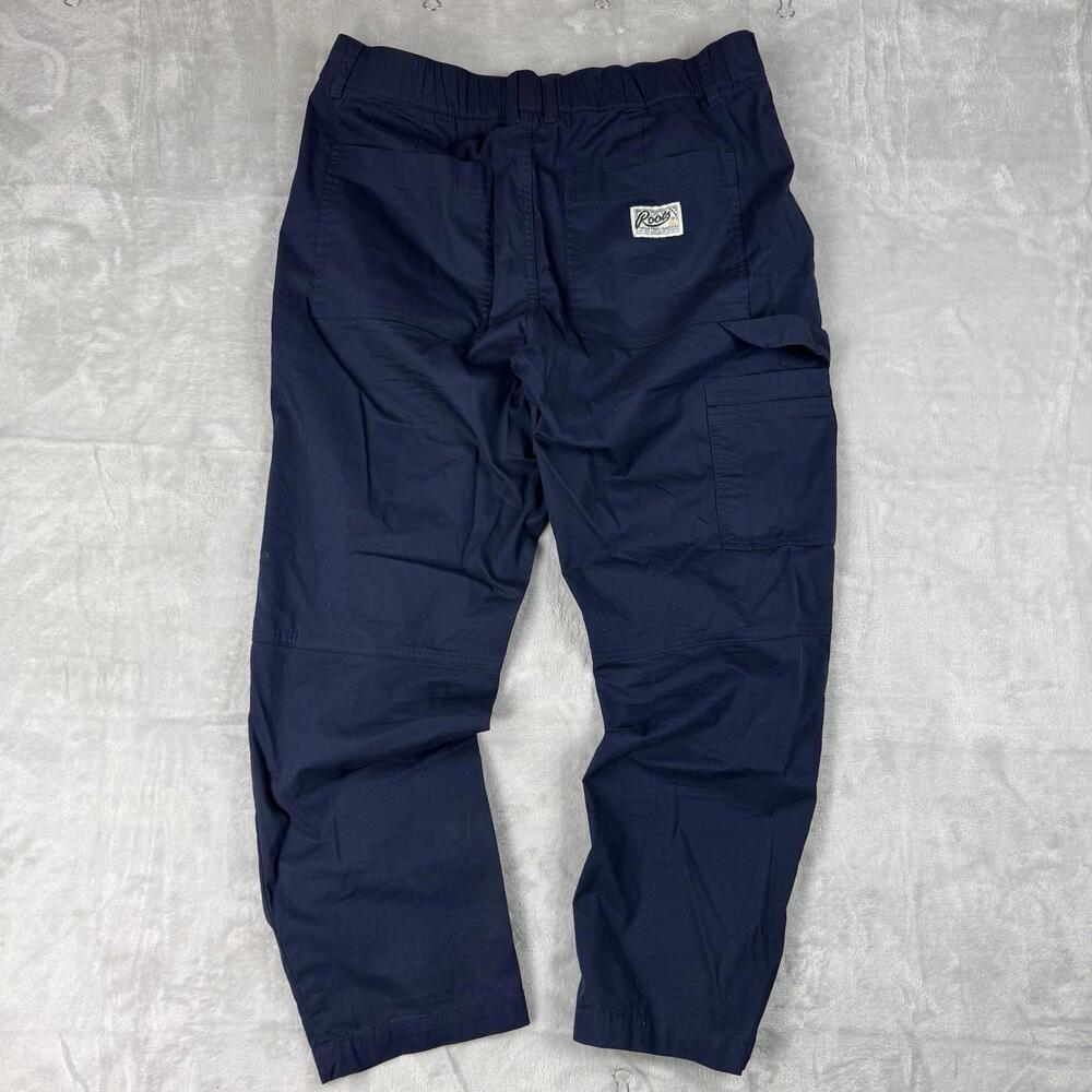 Roots Canada Cargo Pants Men 36 Navy Elastic Waist Nylon Hiking Utility Gorpcore